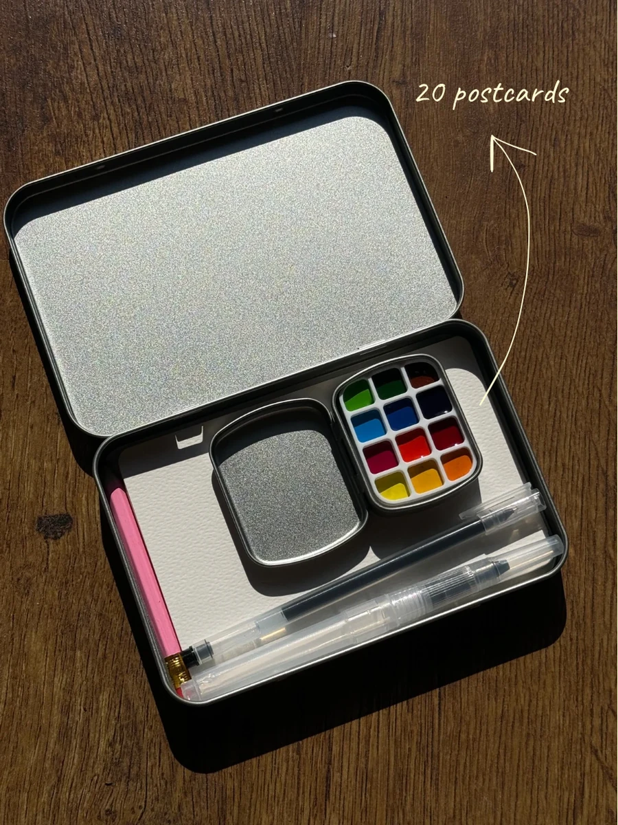 Twenty watercolor postcards in the Tinybesos kit